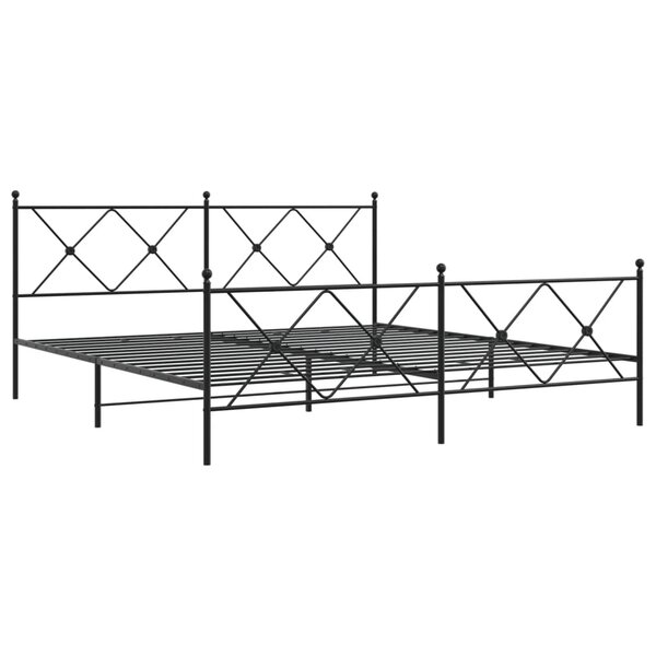 vidaXL Cadre de lit métal avec tête de lit/pied de lit noir 183x213 cm