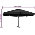 vidaXL Parasol de jardin avec mât en aluminium 600 cm noir