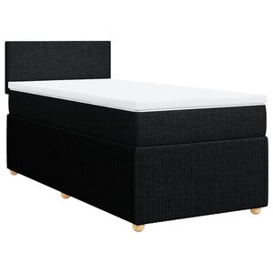 vidaXL Sommier à lattes de lit avec matelas Noir 90x200 cm Tissu