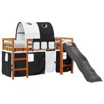 vidaXL Lit mezzanine enfants et tunnel blanc/noir 80x200cm pin massif