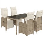 vidaXL Ensemble de bistro de jardin 5 Pièces coussins marron poly rotin