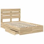 vidaXL Lit de Rangement Chêne Sonoma 120 x 190 cm Bois d'ingénierie