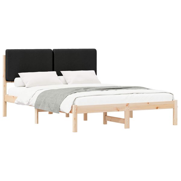 vidaXL Cadre de lit avec tête de lit rembourrée Noir 160 x 200 cm