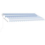 vidaXL Auvent automatique capteur de vent/LED 450x300 cm Bleu et blanc