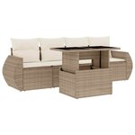 vidaXL Salon de jardin avec coussins 5 Pièces beige résine tressée