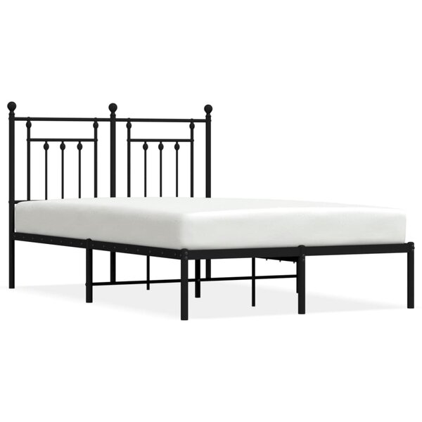 vidaXL Cadre de lit métal avec tête de lit noir 135x190 cm