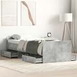 vidaXL Cadre de lit sans matelas gris béton 75x190 cm