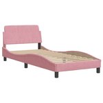 vidaXL Cadre de lit avec tête de lit Dover rose 90x200 cm velours