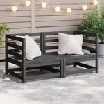 vidaXL Canapés d'angle de jardin 2 Pièces gris bois de pin massif