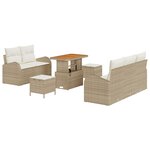 Ensemble de Canapé de Jardin 8 Pièces avec Coussins Beige Poly Rattan