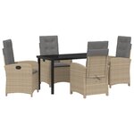vidaXL Ensemble de salle à manger de jardin de 5 pièces avec coussins Beige Rattan Synthétique