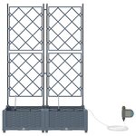 Jardinières vidaXL avec système d'irrigation 2 Pièces Gris clair
