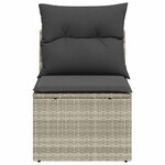 vidaXL Canapé de jardin sans accoudoirs coussins gris clair poly rotin