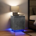 VidaXL Table de chevet avec lumières LED gris béton 38x34x50 cm