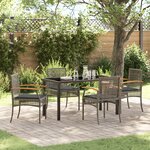 vidaXL Ensemble de Salle à Manger de Jardin 5 Pièces avec Coussins Gris Rotin Poly