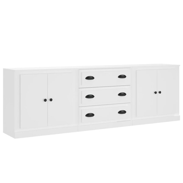 vidaXL Buffets 3 Pièces Blanc Bois d'ingénierie