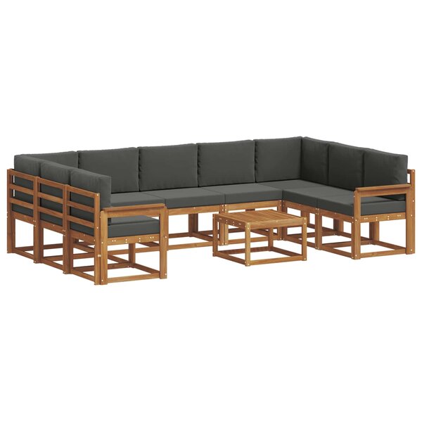 vidaXL Ensemble de canapés d'extérieur 10 Pièces Naturel et Anthracite