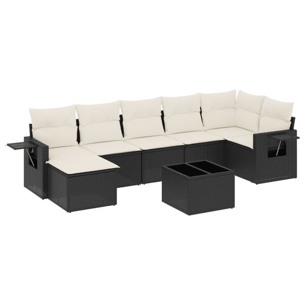 vidaXL Salon de jardin 8 Pièces avec coussins noir résine tressée