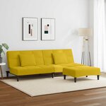vidaXL Canapé-lit à 2 places avec repose-pied jaune velours