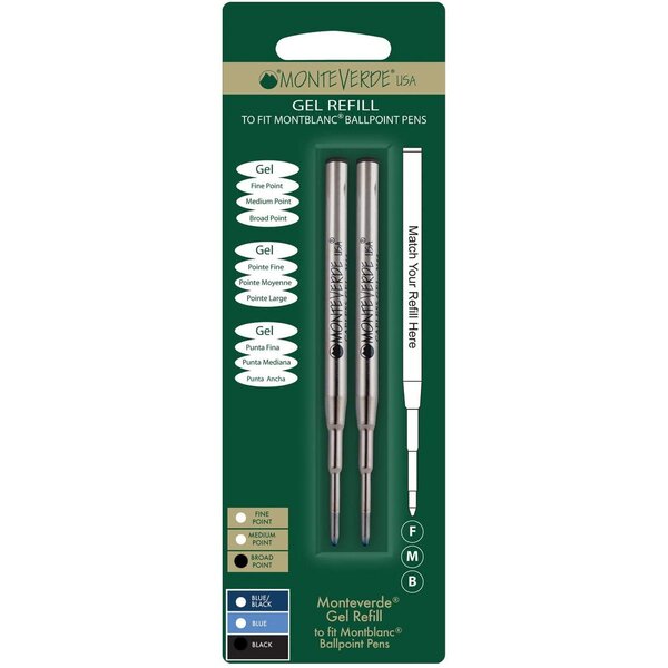 Blister de 2 recharges gel noir pointe large compatible avec Montblanc MONTEVERDE