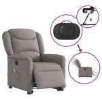 vidaXL Fauteuil inclinable de massage électrique Taupe Tissu