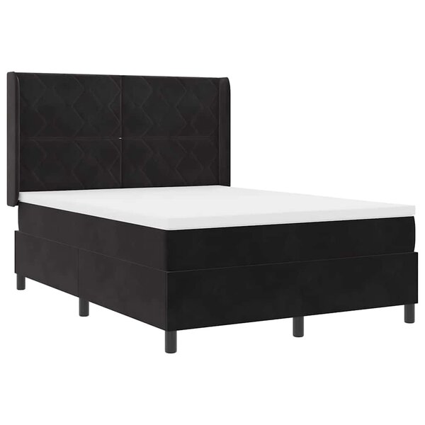 vidaXL Lit à Ressorts avec Matelas LED Noir 160 x 200 cm Velours