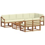 vidaXL Ensemble de canapés d'extérieur 9 pc Naturel et Crème
