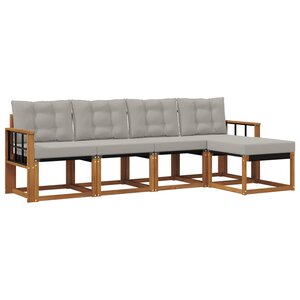 vidaXL Ensemble de canapés d'extérieur 5 pc Gris Naturel et Clair