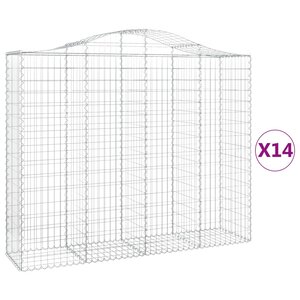 vidaXL Paniers à gabions arqués 14 Pièces 200x50x160/180 cm Fer galvanisé