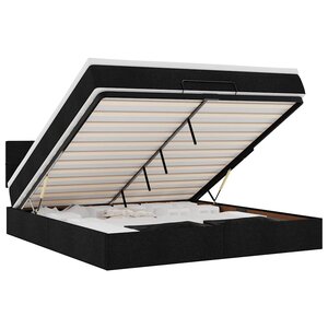 VidaXL Cadre de lit ottoman avec matelas noir 180x200 cm tissu