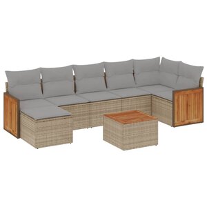 vidaXL Salon de jardin avec coussins 8 Pièces beige résine tressée