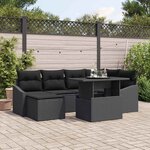 vidaXL Ensemble de canapé de jardin avec coussin 7 Pièces Noir
