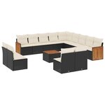 vidaXL Salon de jardin avec coussins 14 Pièces noir résine tressée