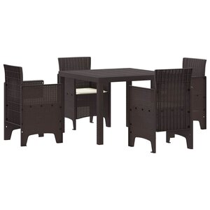 vidaXL Ensemble de salle à manger pour jardin 5 Pièces Marron Rattan Polt