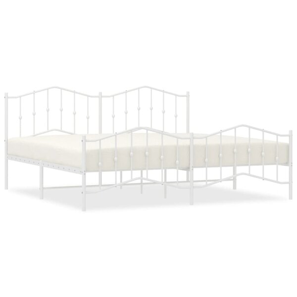 vidaXL Cadre de lit métal sans matelas et pied de lit blanc 200x200 cm