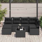 vidaXL Ensemble de canapé de jardin avec coussin 7 Pièces Noir