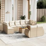 vidaXL Salon de jardin avec coussins 10 Pièces beige résine tressée