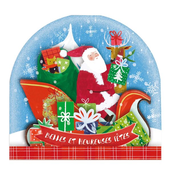 Carte de voeux noël pop up 3d - traineau du père noël - draeger paris