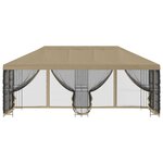 vidaXL Gazebo avec murs latéraux 6 x 3 m Beige Polyester et Acier