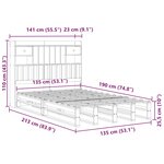 vidaXL Lit bibliothèque sans matelas cire marron 135x190 cm pin massif