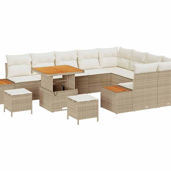 vidaXL Ensemble de canapé de jardin 12 Pièces Beige Poly rotin