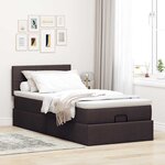 vidaXL Lit ottoman avec matelas et LED marron foncé 90x200 cm tissu