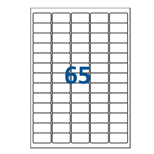 Lot de 200 Planches étiquettes autocollantes blanches sur feuille A4 : 21 2 x 38 1 mm (65 étiquettes)