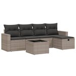 vidaXL Salon de jardin 6 Pièces avec coussins gris résine tressée