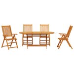 Set de salle à manger de jardin 5 pièces en acacia massif