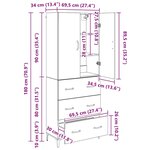 vidaXL Haut Armoire Montage mural Chêne artisanal 69 5 x 34 x 180 cm