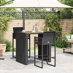 vidaXL Ensemble de bar de jardin 3 Pièces sans coussins noir poly rotin