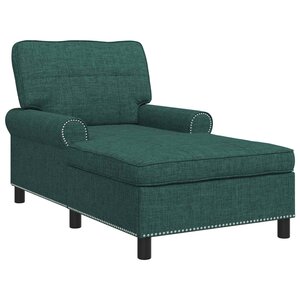 vidaXL Chaise longue avec coussin Vert foncé 91 x 157 x 91 cm tissu