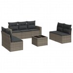 vidaXL Salon de jardin 8 Pièces avec coussins gris résine tressée
