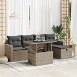 vidaXL Salon de jardin 6 Pièces avec coussins gris résine tressée